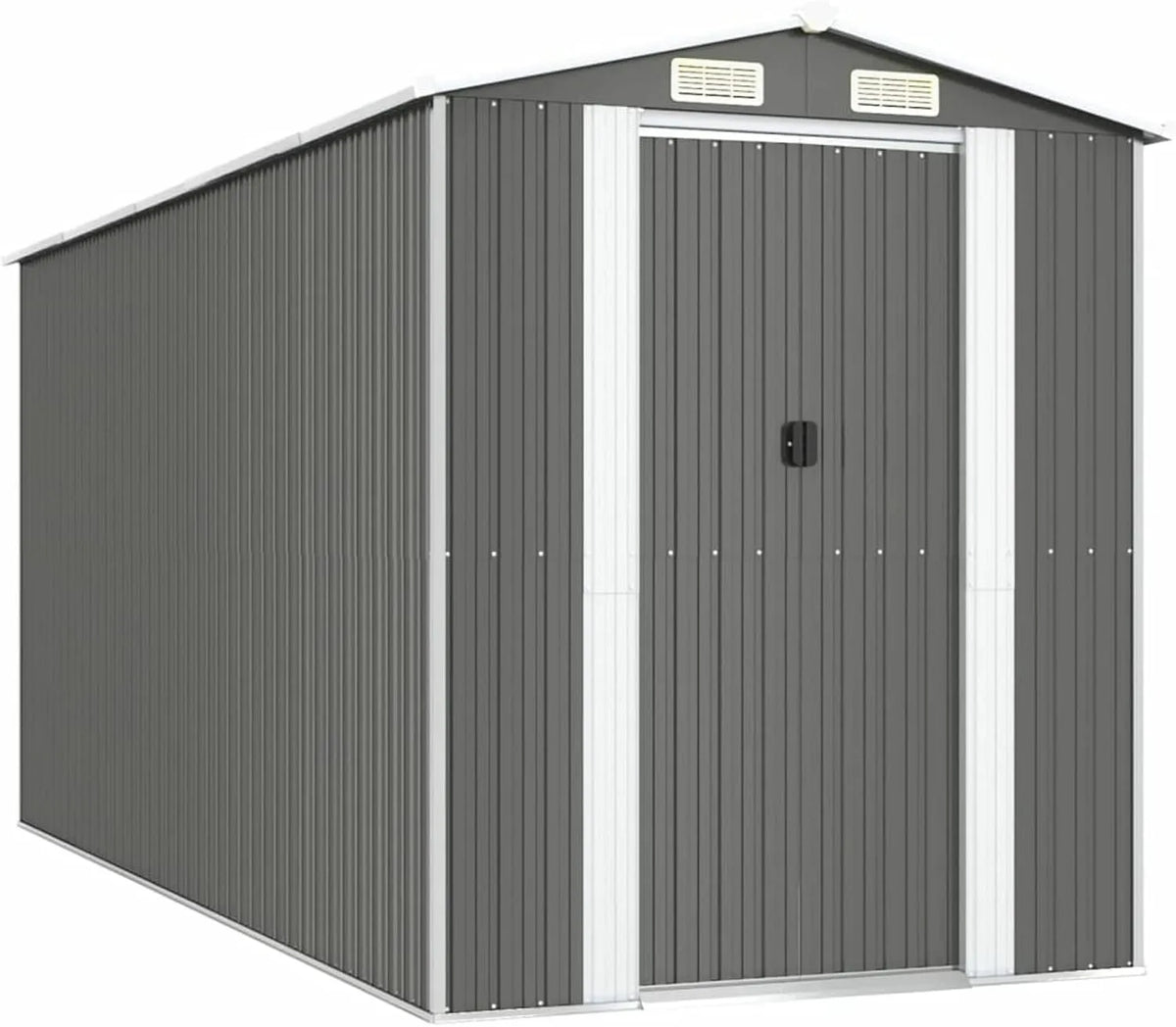 Geräteschuppen, Torgröße: 80x194cm, LxBxH, LxH, Hellgrau, Gerätehaus Gartengeräte Gartenhauses Gartenschuppen Gartenhaus Schuppen Gerätehäuser