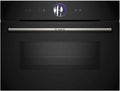 Bosch Backofen CMG7241B1, Made in Germany, Serie 8 smarter Einbau-Kompaktbackofen mit Mikrowellenfunktion, Maße 45 x 60 cm, Digitaler Bedienring