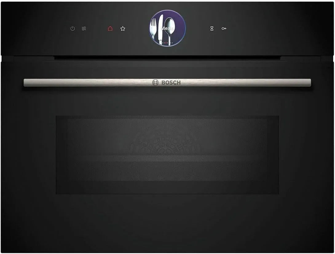 Bosch Backofen CMG7241B1, Made in Germany, Serie 8 smarter Einbau-Kompaktbackofen mit Mikrowellenfunktion, Maße 45 x 60 cm, Digitaler Bedienring