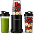 Standmixer 2x700ML, Safecourt Mixer Smoothie Maker To Go, BPA-freier To-Go Becher, Eiweis Shake, in Schwarz, Leistung 1000W, Shake Mixer