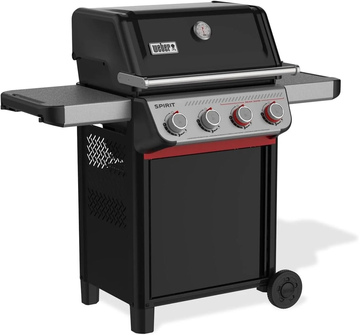 Gasgrill E-425 Weber Spirit GBS, Leistung 12,4 kW, 61x45 cm Grillfläche, 4 Edelstahlbrenner, GBS Gusseisenrost, Elektronisches Zündsystem