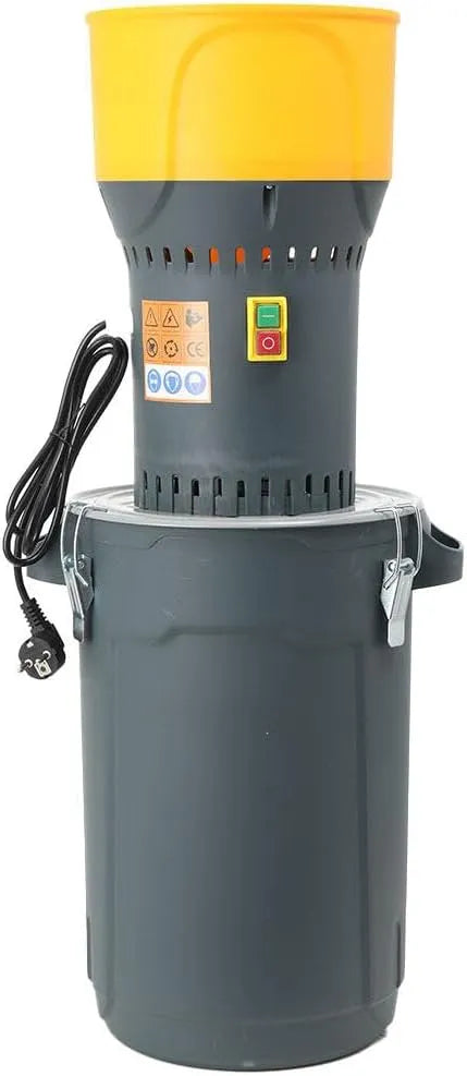 Mit Eimer Elektrische Getreidemühle, 1000 Watt Elektromotor,6,5L Einfülltrichter, mit 25L Eimer, Gewicht 300 kg, fünf Siebe inklusive.