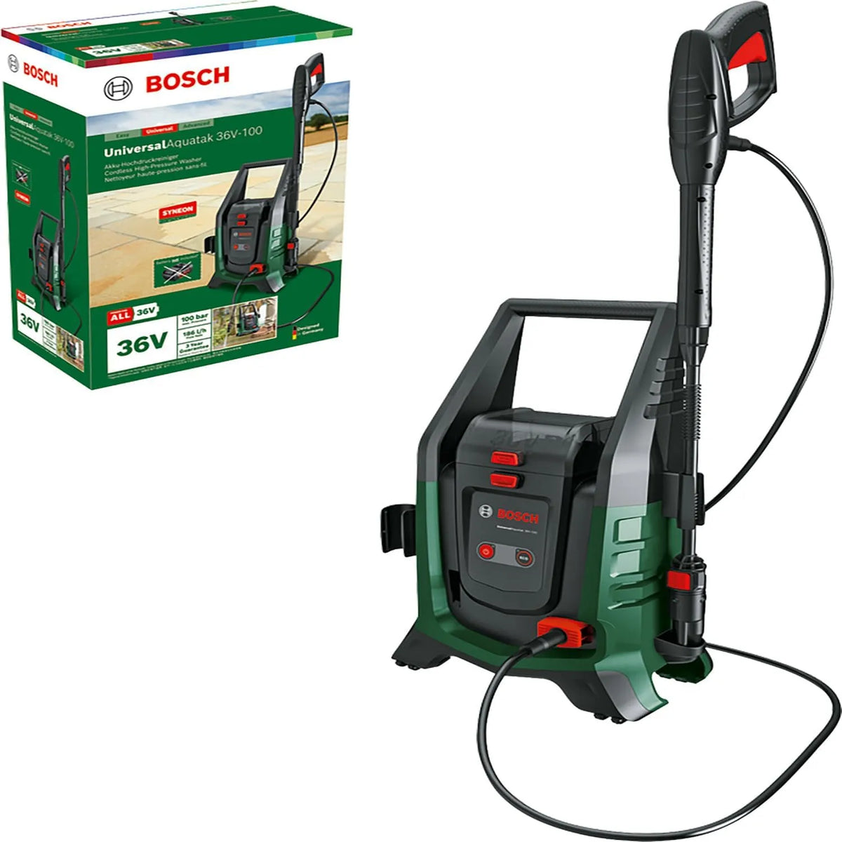 Bosch Hochdruckreiniger 36V-100 36-Volt-System, bis zu 45 min Laufzeit, ohne Akku