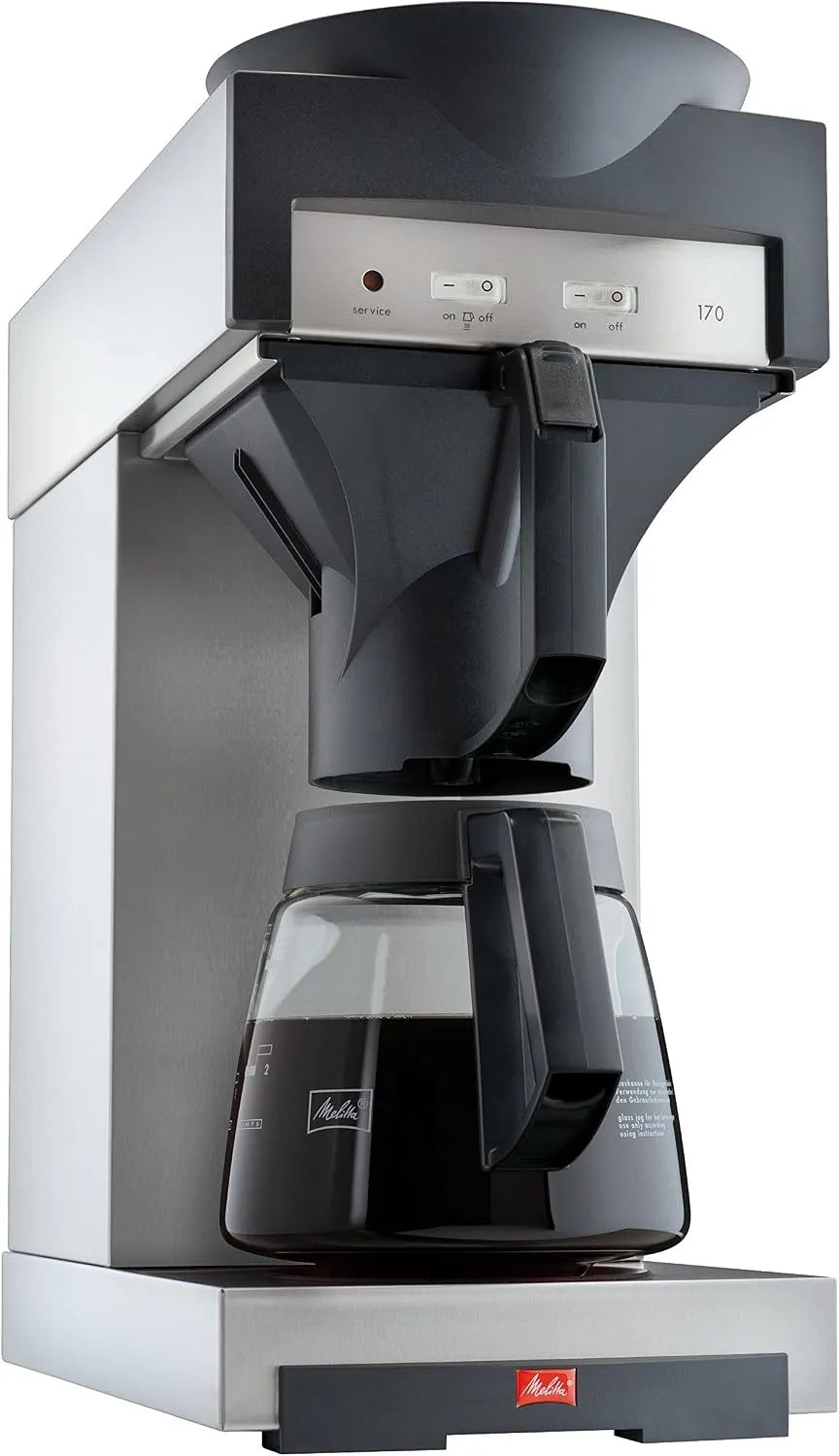 Melitta Kaffeemaschine 20348, 17M, Warmhalteplatte, in Schwarz, Fassungsvermögen 1,8 l, Filterkaffeemaschine mit Glaskanne, Edelstahl