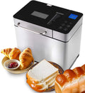Brotbackautomat Backmeister mit Automatische Zutatenbox, Edelstahl Bread Maker Vollautomatische mit 15 Stunden Timing-Funktion, 19 Betriebsprogramme