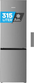 Heinrich´s Kühlgefrierkombination mit Gesamtvolumen, leise 40 dB, Fassungsvermögen 219 L Kühlvolumen 96 L Gefriervolumen, LED Beleuchtung, Inox