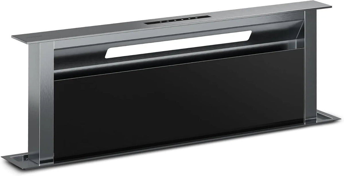 Klarstein Dunstabzugshaube, Verosteel Downdraft 90 cm, 906,2 m³/h Boost, A++ Energieklasse, Touch-Bedienung, LED, Aluminium & Glas