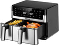Heißluftfritteuse DEIME, Heissluftfritteuse 10L, 2 Kammern Airfryer Doppelkammer, 6,5 & 3,5 L, Air Fryer XXL mit 10 Betriebsprogramme, Touchscreen