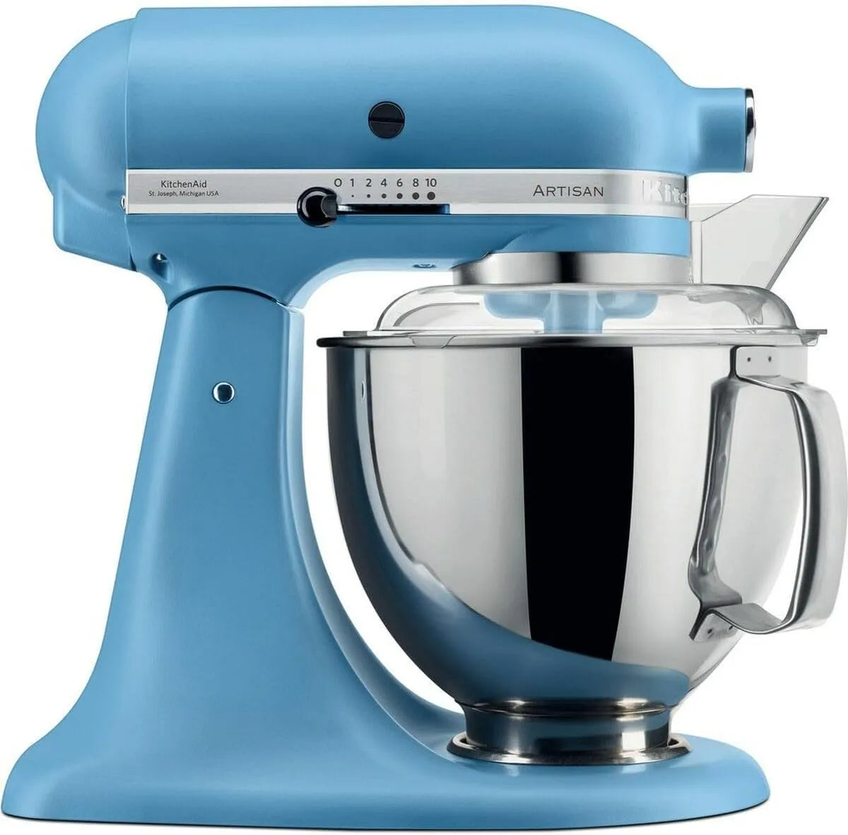 KitchenAid Küchenmaschine, Teigknetmaschine mit 5 Zubehör, Artisan, Vintage blau, Fassungsvermögen 4.8 L, 2 Schüsseln aus Edelstahl