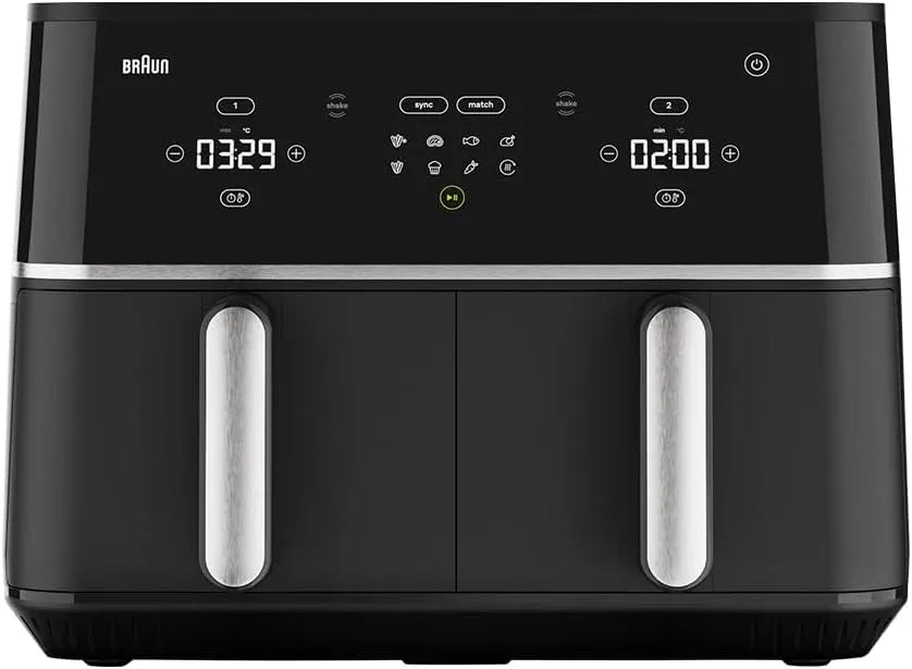 Braun Heißluftfritteuse TD5030IBK, mit 10L Fassungsvermögen, 8 Betriebsprogramme, PFAS-freie Keramikbeschichtung, Touch Control, in Schwarz