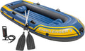 Intex Challenger 3 Set Schlauchboot, Maße 295 x 137 x 43 cm, 3-teilig, Gelb, Blau