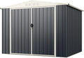 Geräteschuppen Goplus, Gerätehaus mit Satteldach, Maße 246 x 193 x 180 cm, Gartenhaus Metall, Gartenschuppen Gartenhütte für Garten, Anthrazit