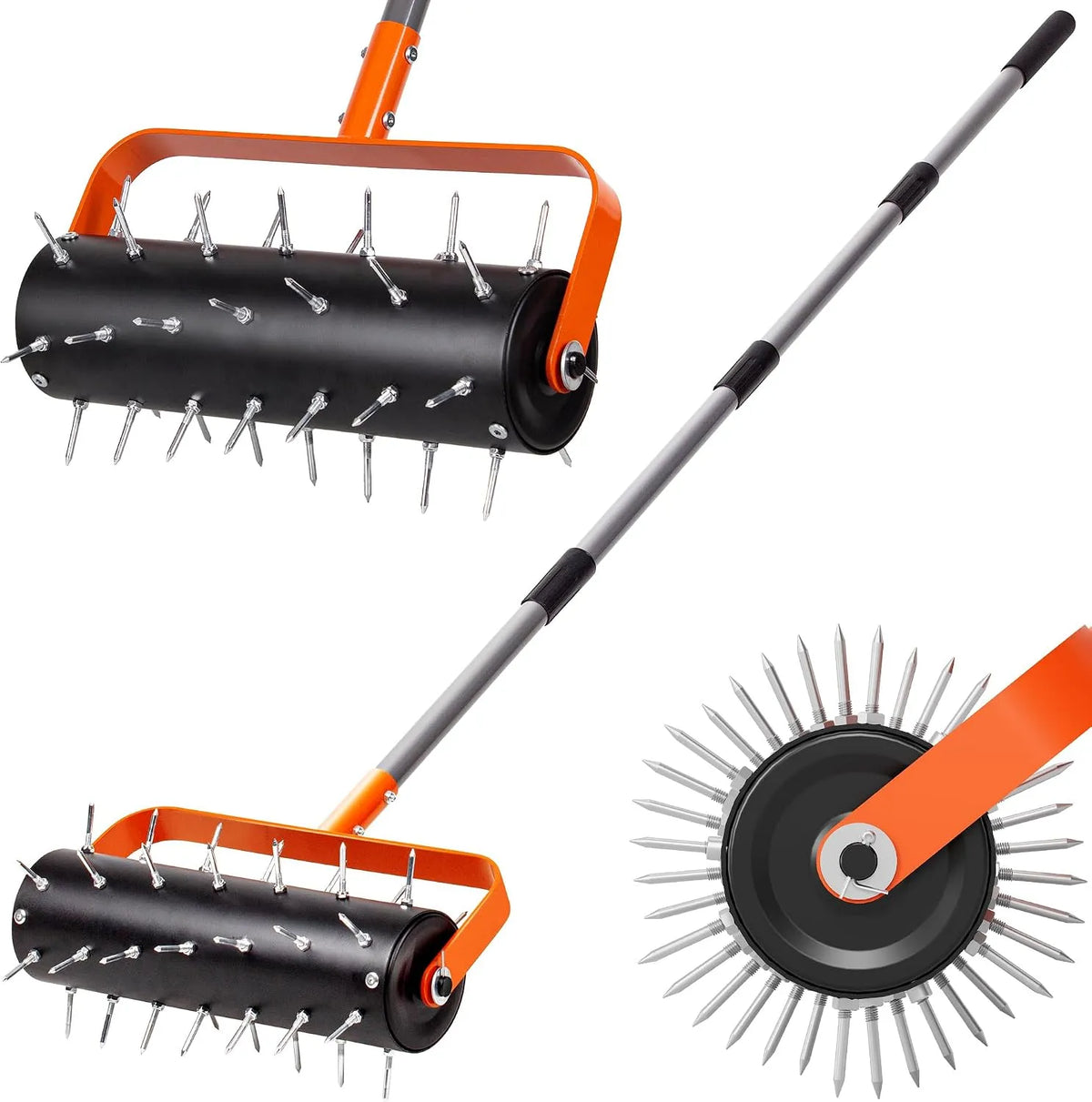 Rasenlüfter Walensee Rollender, Robustes manuelles Aerator-Werkzeug mit 42 Spikes, Bodenpenetrator Schiebe-Rasenbelüftung für Garten, Hof