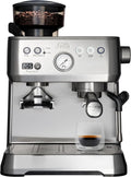 Espressomaschine, Solis Grind & Infuse PERFETTA, Kaffeemaschine mit Mahlwerk und Milchaufschäumer, Silber, Heißwasser- und Dampffunktion