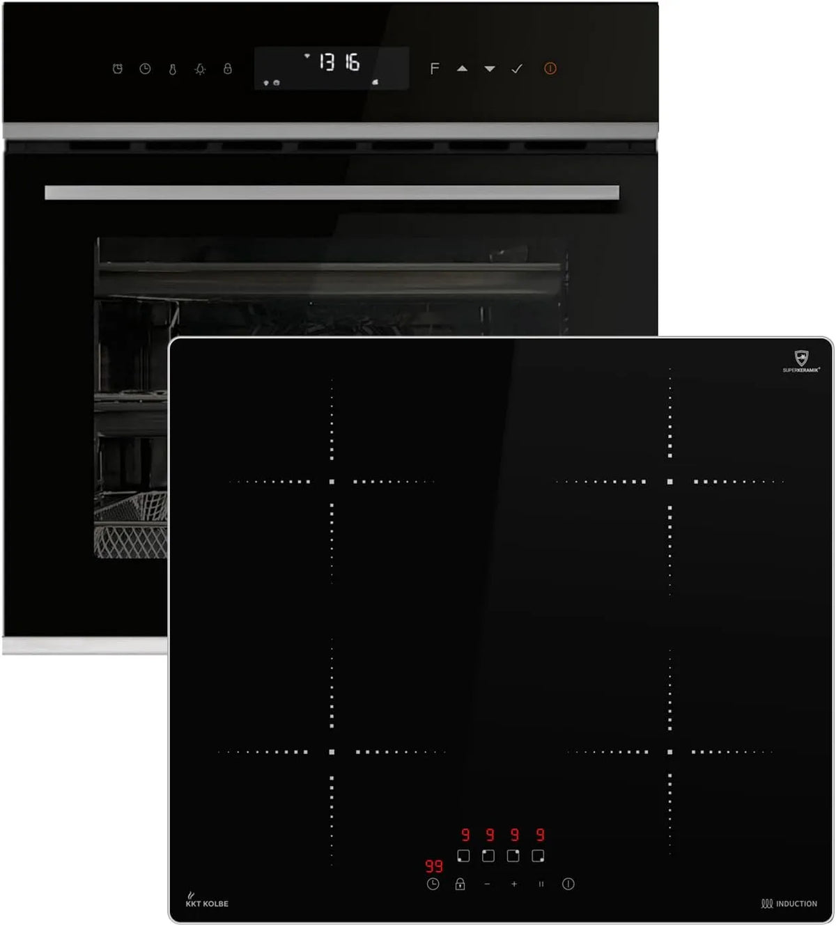 Induktionskochfeld EB8319PHC IH85900ED SET8319PHCIH859ED, Autarkes Herdset: 60cm Einbaubackofen + 59cm, Pizzafunktion, Grill, Umluft, Heißluft, Timer
