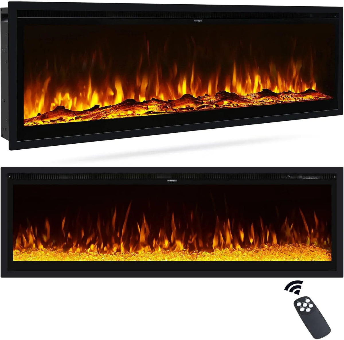 Elektrokamin INMOZATA 60 Zoll, Kamin Elektrisch mit Heizung 900W&1800W, Einbau, Heizfunktion, Timer, 3-IN-1 Wand, 12 Flammenfarben, Standkamin