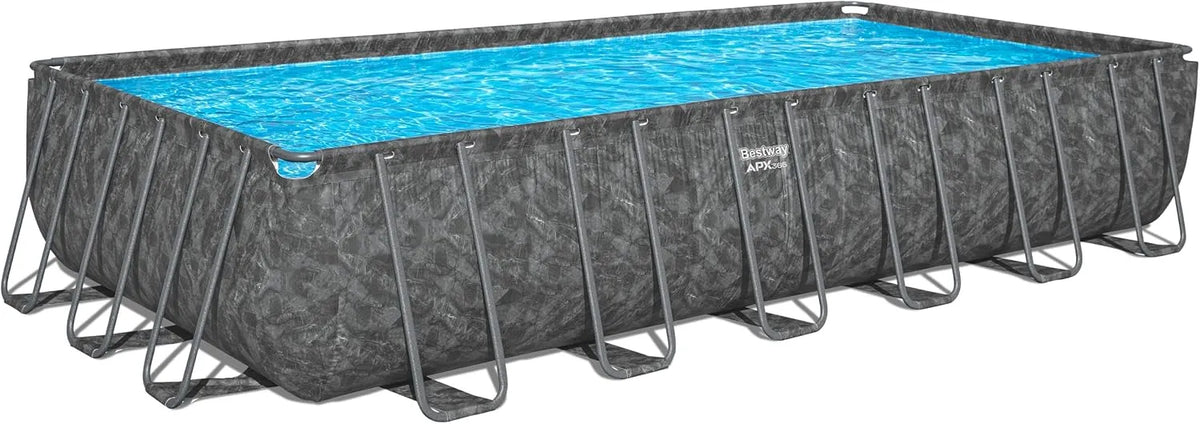 Bestway Pool APX365, Winterfester Solo ohne Zubehör 732 x 366 x 132 cm, Marmor-Optik, Dunkel, eckig
