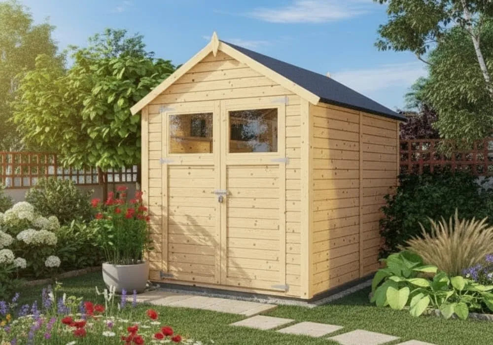 Gerätehaus, Gartenhaus mit 14mm Wandstärke, Geräteschuppen Größe: 202 x 191 cm, Alisha aus Fichten-Holz, Satteldach