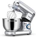 Küchenmaschine 6.2QT, Vospeed 6 Geschwindigkeit Elektrischer Küchenmixer mit Schüssel, Knetmaschine zum Backen, Rührbesen, Haken, Schneebesen, Silber