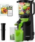 Entsafter ECOSELF 13, 5 cm mit automatischer Zufuhr und freihändigem Design, Saftpresse für Obst und Gemüse mit grünem Blatt, leicht zu reinigende