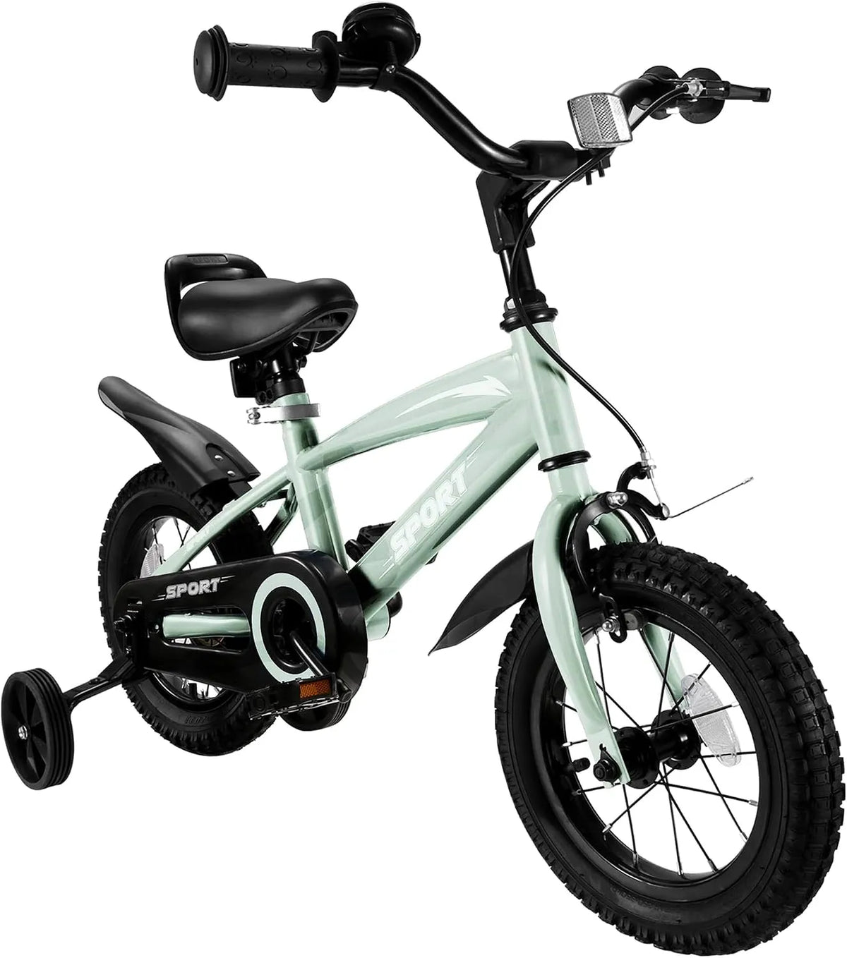 Fahrrad BODIOO Kinder, 12 Zoll Kinderfahrrad mit verstellbarem Sitz, geeignet für Fahrer von 84 bis 97 cm, Dualbremsen, Stützrädern