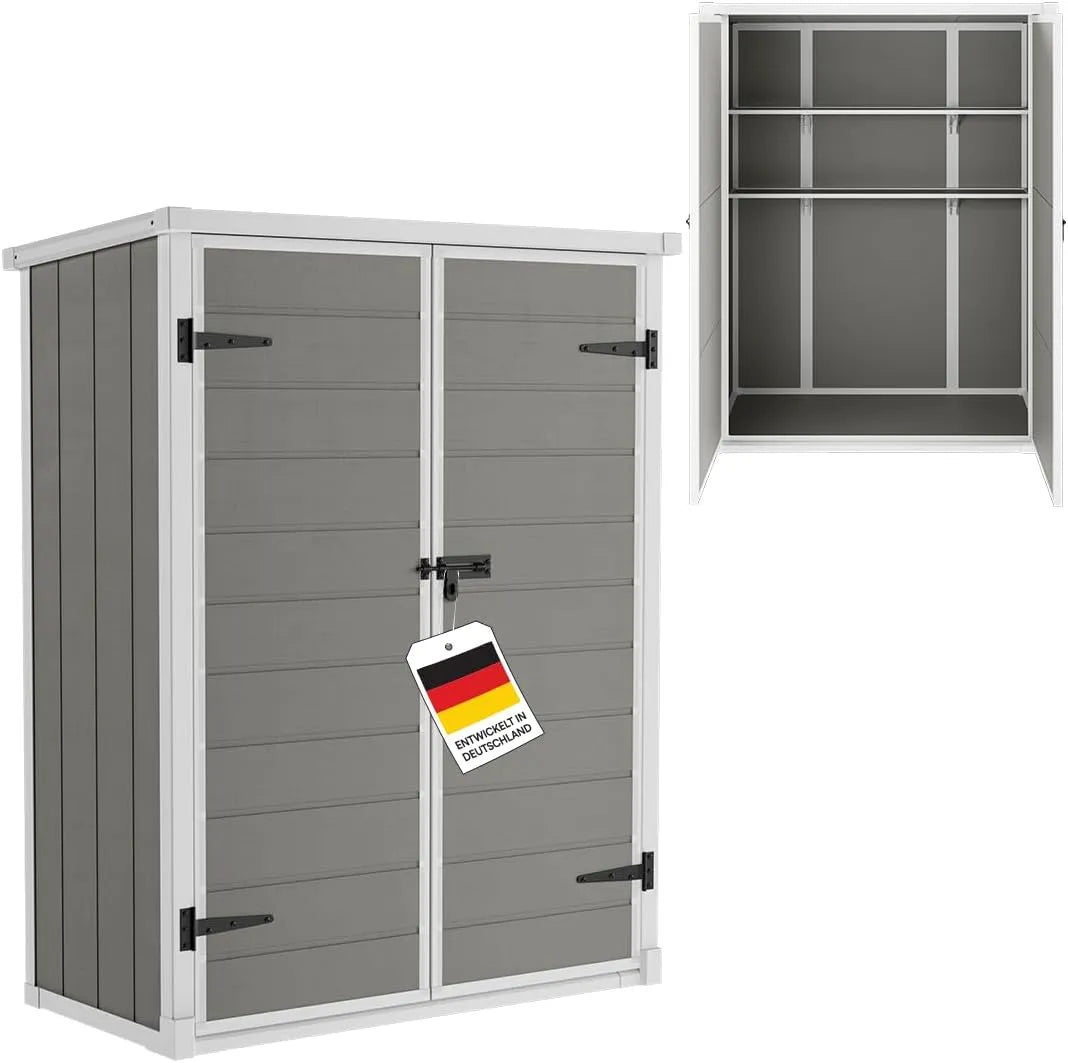 Gerätehaus STEELSØN Novara, Gartenhütte mit 2 Fächern, HxTxB, Schuppen Garten, Gartenhaus 170x68,5x134 cm, Geräteschuppen mit Pultdach