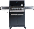 Gasgrill S-318 SANTOS, 3 Hauptbrenner, 800 °C Grillzone, in Schwarz, Heckbrenner, Backburner, Gussgrillroste, inklusive. Drehspieß