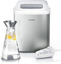 Arendo, Ice Cube Maker Maschine, Eiswürfelmaschine Edelstahl, Eiswürfelbereiter Edelstahl, Eiswürfelautomat, mit Kühlung, Eiswürfel Größen Klein, ABS