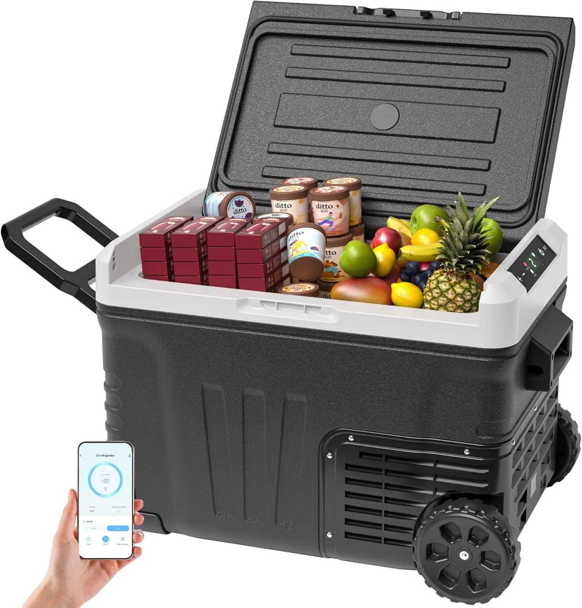Kompressor 220-240V, Kühlschrank -20℃~20℃, Auto-Kühlschrank mit APP, EUHOMY 35L Kühlbox, Tragbarer Gefrierschrank 12V, Spannung 24V &, Camping