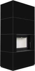 KRATKI Kaminbausatz, Floki Box 8 kW Ø 160 Quarzsinter Nero ASSOLUTO mit Türfeder