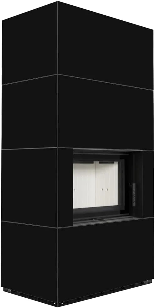 KRATKI Kaminbausatz, Floki Box 8 kW Ø 160 Quarzsinter Nero ASSOLUTO mit Türfeder