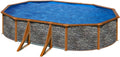 Paradies Pool, Menge: 1 Stück, Holz, Komplettset, Handlauf extra breit, Swimmingpool, Gre Giant oval 375x610x120cm, Poolplane in blau 0,4mm, Ø x H