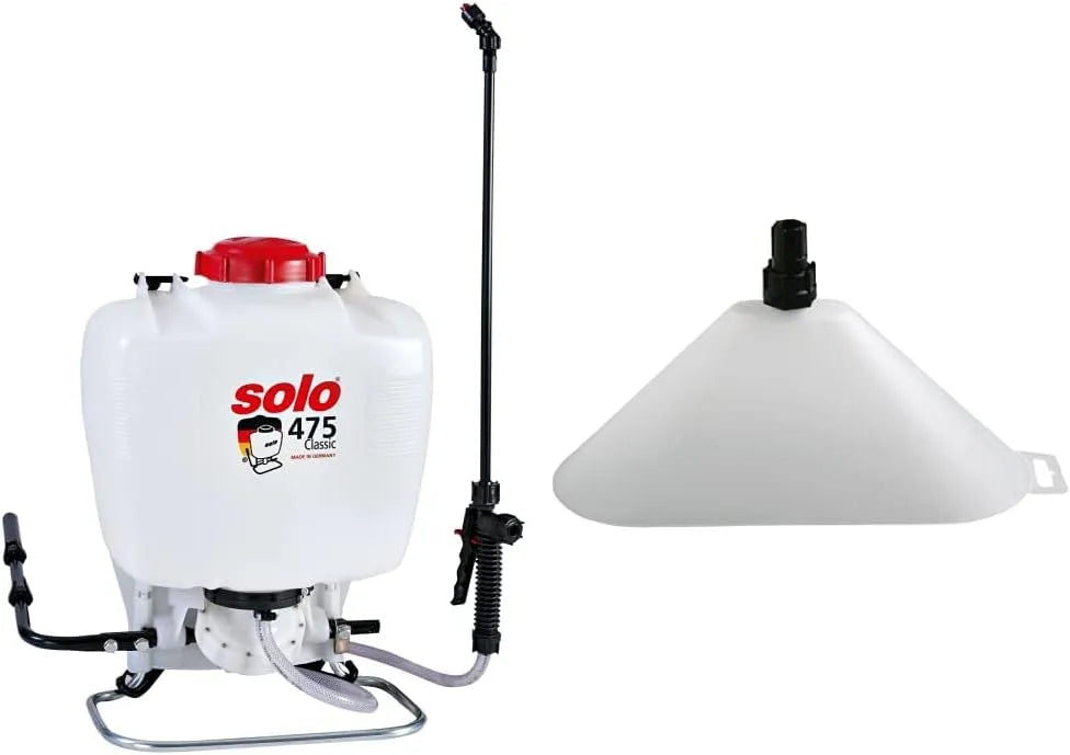 15 Liter Rückenspritze 47521 49430 Solo Classic, 36 x 22 x 51 cm & ovaler Spritzschirm, Maße 32 x 11 x 16 cm, Weiß
