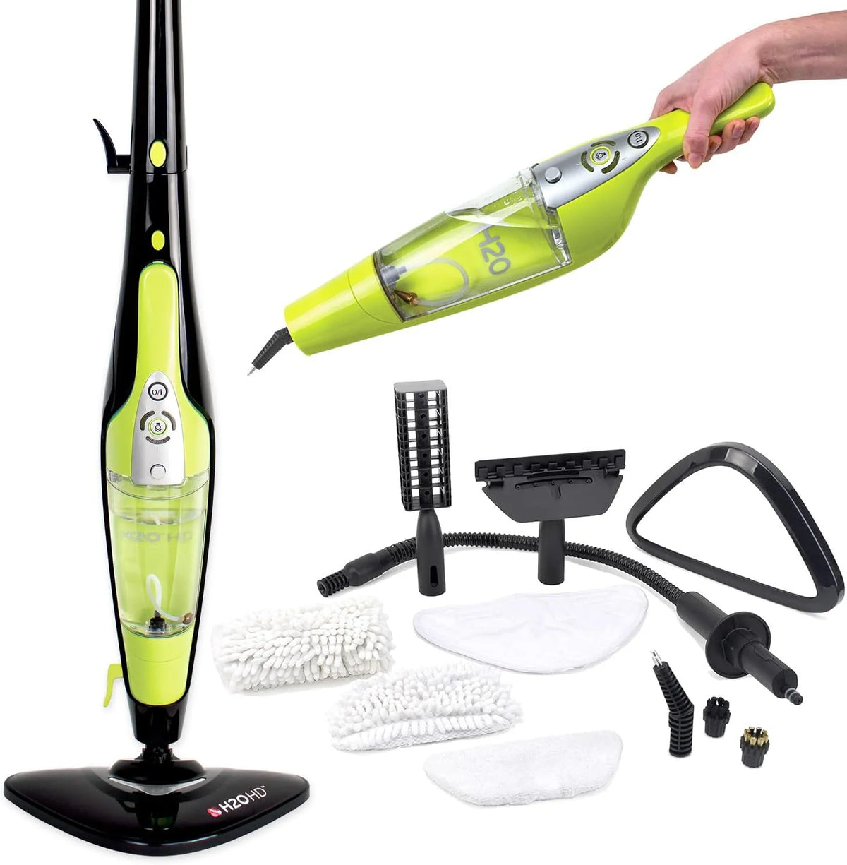 Dampfreiniger H2O HD, Fassungsvermögen 450 ml Tank, & Dampfbesen, mit Wasserfilter, Leistung 1500 W, 2-in-1 Handdampfer, chemiefrei
