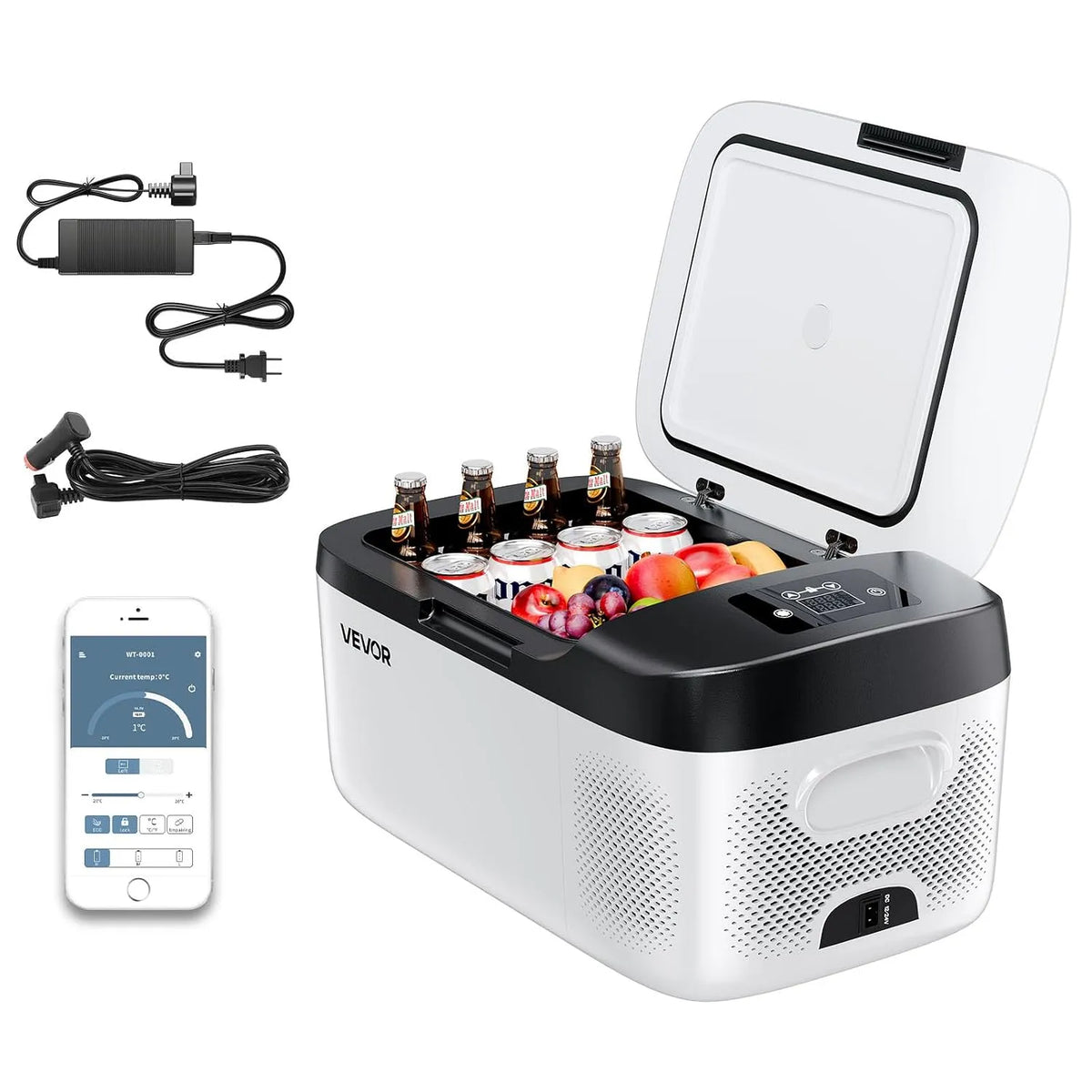 Vevor Kompressor, Kühlbox 15 L,12/24V DC Elektrische Gefrierbox mit App-Steuerung, Leistung 60 W Thermoelektrische Kühlbox Tragbar