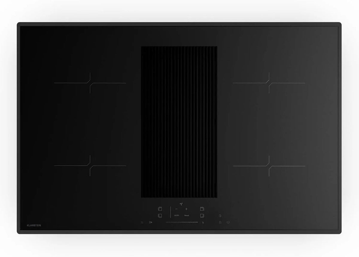 Klarstein Induktionskochfeld, Breite 80cm, 4 Zonen, Leistung 8400W Boost, Velaire mit Dunstabzug, Touch-Slider, Timer, Kindersicherung, Glas
