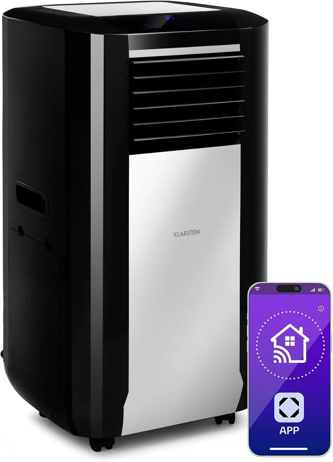 Klarstein Klimaanlage, Sehr Leise & Mobile mit Abluftschlauch, Luftentfeuchter, Nachtmodus, Pechschwarz, 15000 BTU, 5-in-1 Mobiles Klimagerät