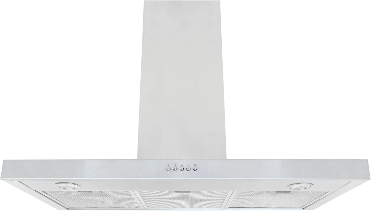 Exquisit Dunstabzugshaube FKH90-2.1, Inox, Energieeffizienzklasse C, Aktivkohlefilter, 90cm breit, Kaminhaube, Wandmontag