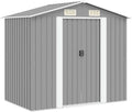 VidaXL Gerätehaus, Metall 204x132x186cm Farbe Grau Schuppen Gartenhaus Geräteschuppen