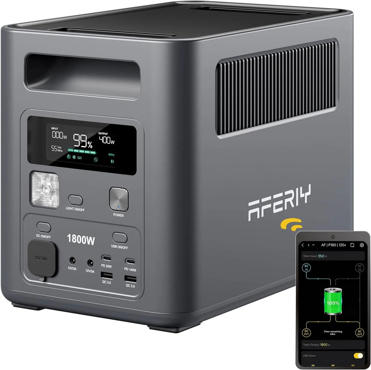AFERIY tragbar Powerstation Modell LiFePO4 1Std 10ms, AFERIY 1800W tragbar Powerstation, 1024Wh & Schnellladung Solargenerator, 9 Ausgänge, 2026 Neue