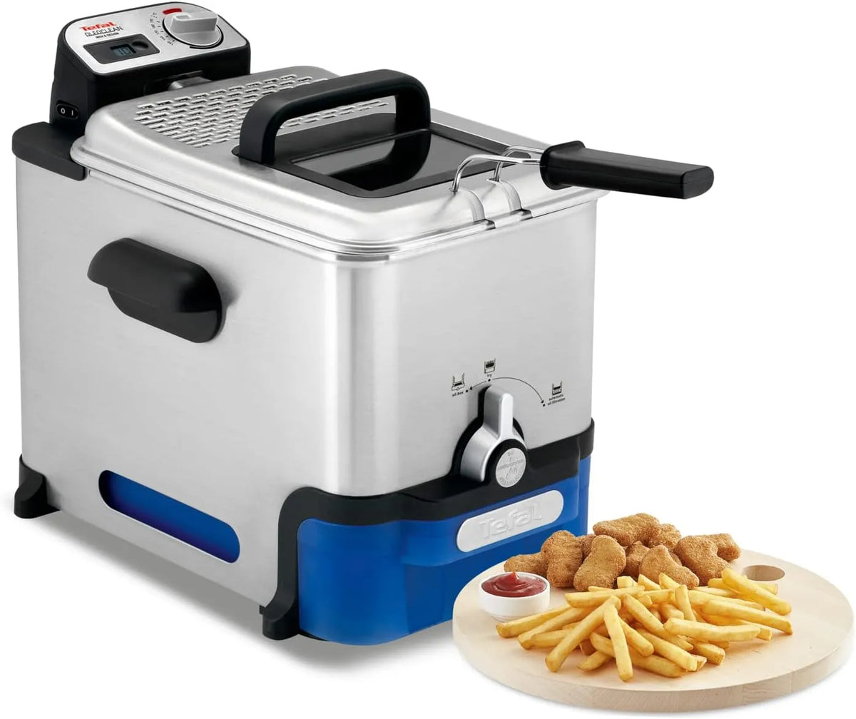 Tefal Oleoclean Pro Fritteuse 3,5L für knusprige Pommes, Leistung 2300W Edelstahl Friteuse mit Öl-Filterung, Timer & Thermostat, in Schwarz