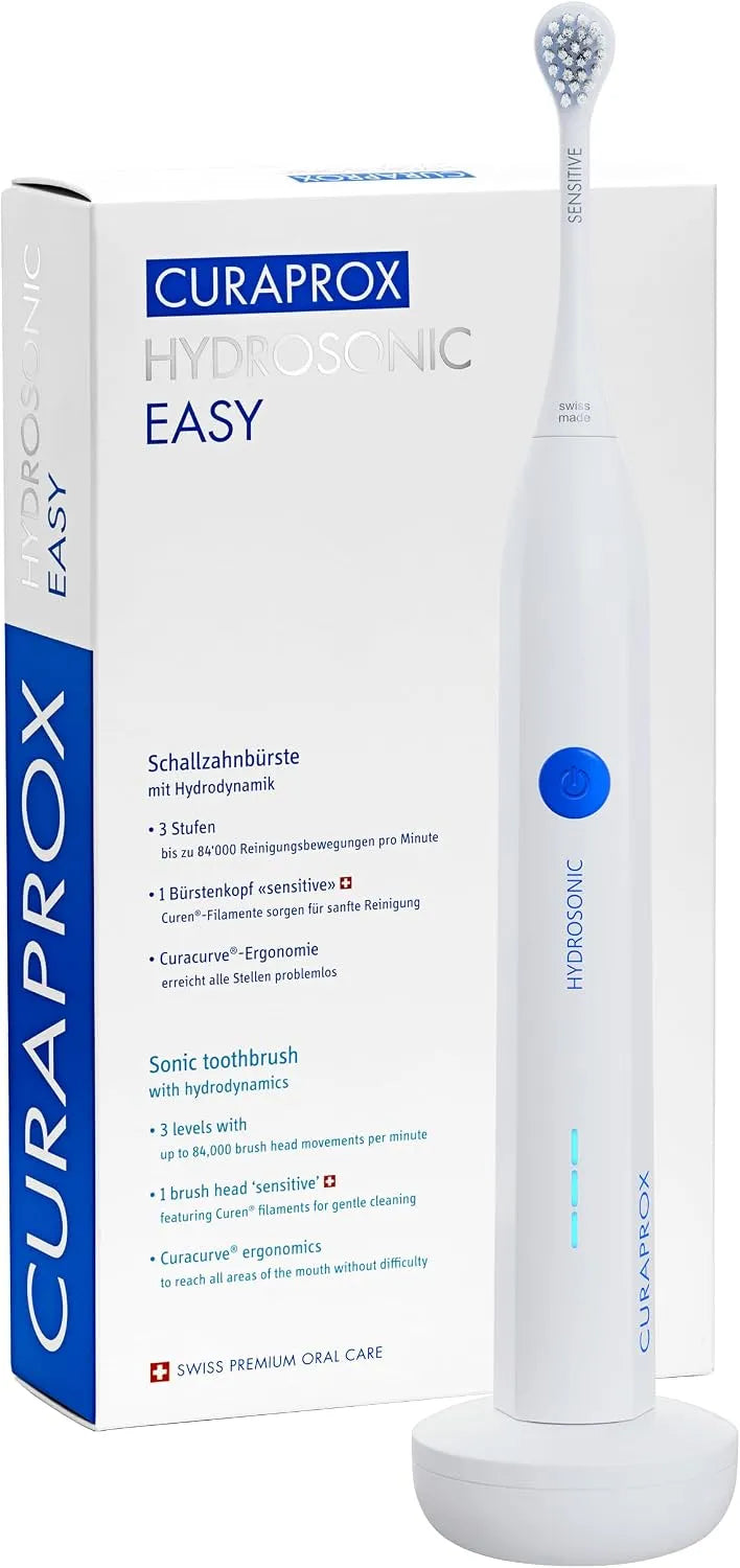 Easy Schallzahnbürste Curaprox Hydrosonic, Für die tägliche Zahnfleischpflege und Plaquebekämpfung, Einfach, effektiv, zuverlässig