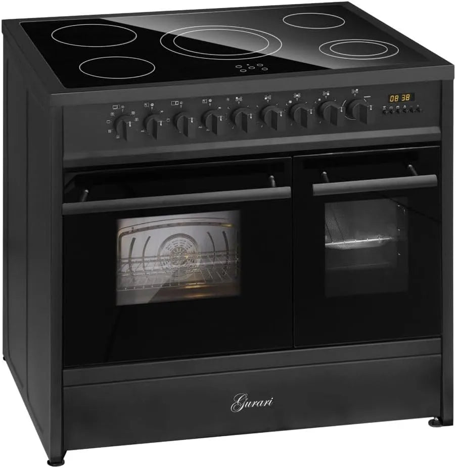 Backofen, Elektro Standherd GCH E 912 DF BL Glaskeramik Herd 90 cm in Schwarz Range Cooker Elektro Doppelbackofen