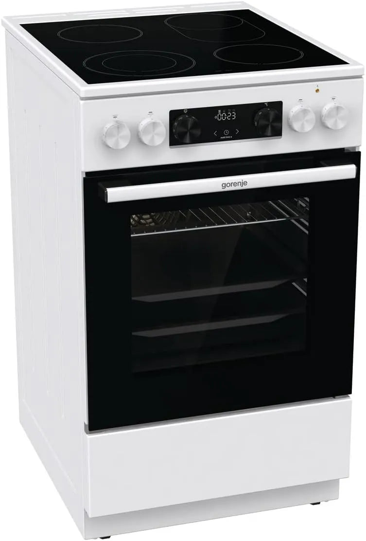 Gorenje Kochfeld GECS5C, Breite 50 cm, Schnellaufheizung, ExtraSteam, AquaClean, 70 WA Elektro-Standherd mit Glaskeramik, Fassungsvermögen 70 Liter