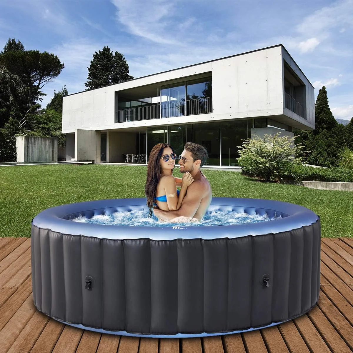 Whirlpool, Spa ⌀ 180.0 cm, Bergen 4 Personen, 118 Düsen, Fassungsvermögen 1077 Liter, Miweba MSpa Outdoor, Hot Tub, Aufblasbarer
