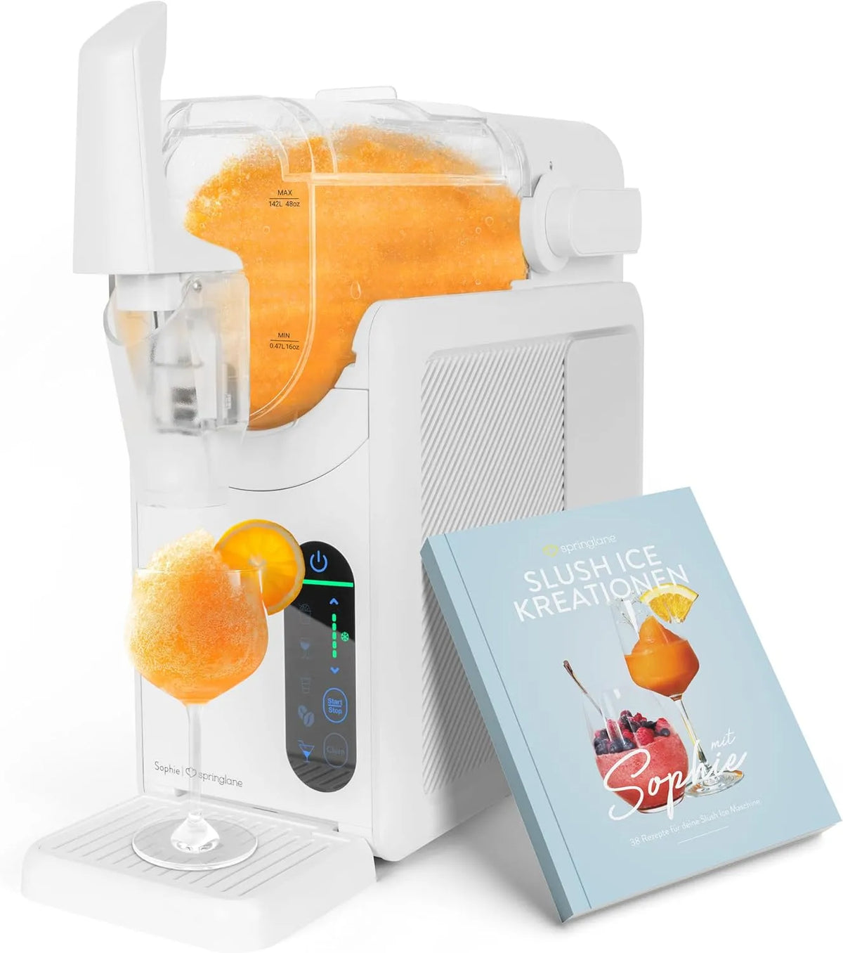 Slush-Maschine, 5-in-1 Slushie Maschine für Slushies, Frappés, einstellbare Konsistenz & Selbstreinigung, Springlane 2 Liter inklusive. Rezeptbuch