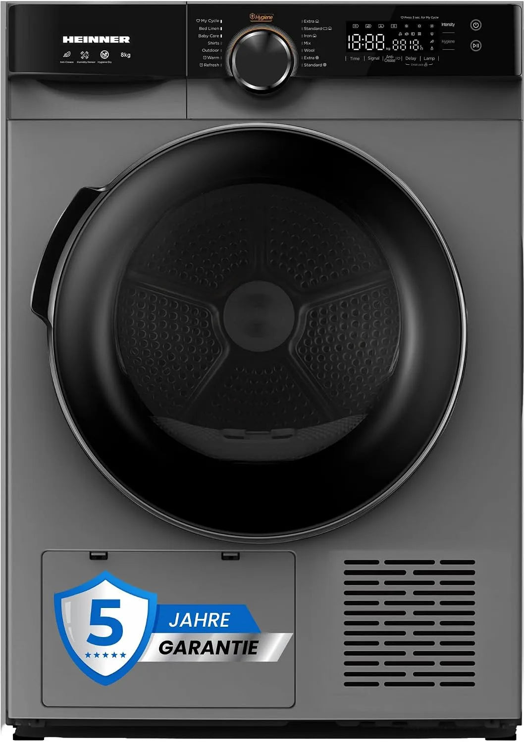 Wärmepumpentrockner HHPD-M8K3SA++, Gewicht 8 KG, 15 Betriebsprogramme, 5 Jahre, Energieklasse D, LED-Display, Sensor Dry, Weiß