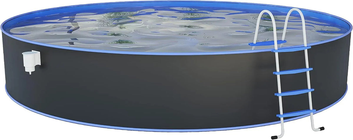 Pool, Ø 450 x 120 cm, Runder in Grau für bis zu 17.200 l Wasserinhalt, 011111G, STEINBACH Stahlwandpool Set Nuovo