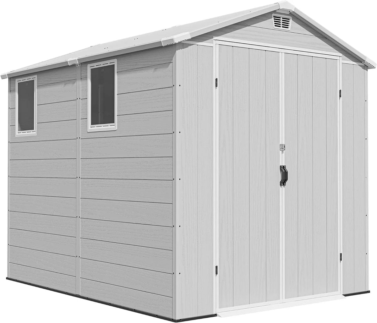 Gartenhaus, Maße 1,8 x 2,4 m, Wetterfest für Fahrrad, Kunststoff, Werkzeuge, Hellgrau