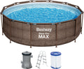 Bestway Pool 56709-GS18, Fassungsvermögen 9150 L, Maße 366 x 366 x 100 cm, Steel Pro Max Stahlrahmenpool-Set mit Filterpumpe und Zubehör, blau